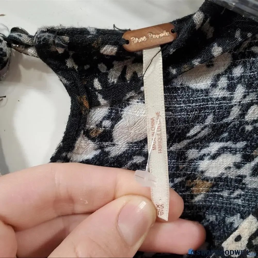 Free People Black and Cream Patterned Romper Shorts